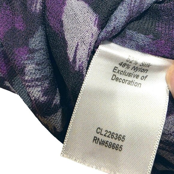 Vintage Classiques Entier Y2K 90s Ruched V-Neck Silk Blend Top Purple Black L - Picture 5 of 8